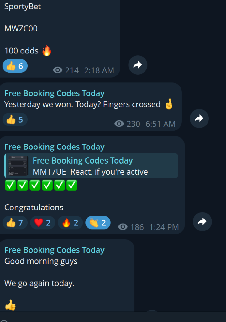 Free Booking Codes Telegram Channel